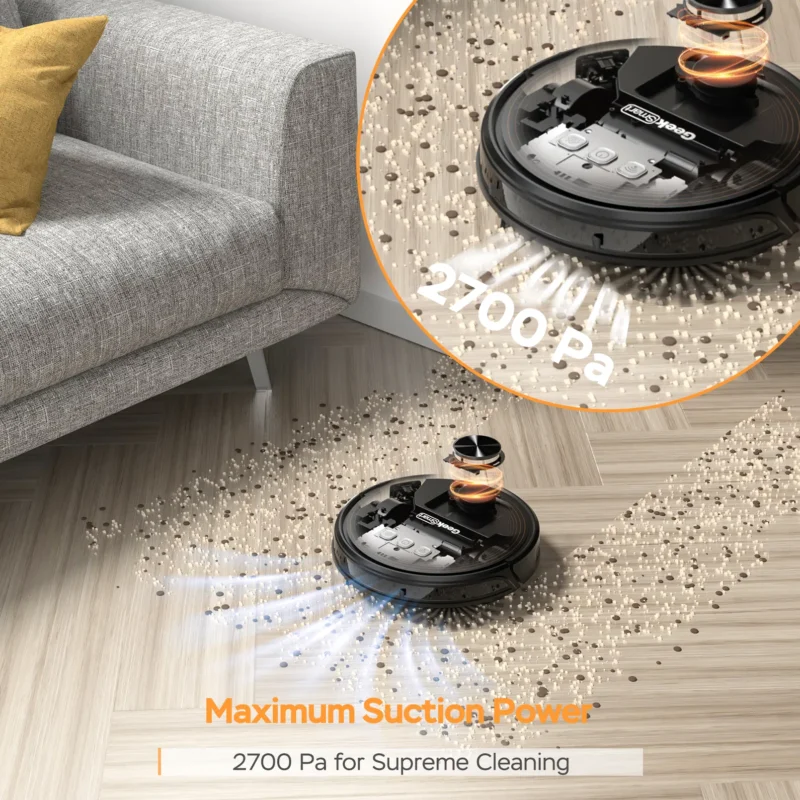 Geek Smart L8 Robot Vacuum Cleaner and Mop, LDS Navigation, Wi-Fi Connected APP, Selective Room Cleaning,MAX 2700 PA Suction, Ideal for Pets and Larger Home - Image 4