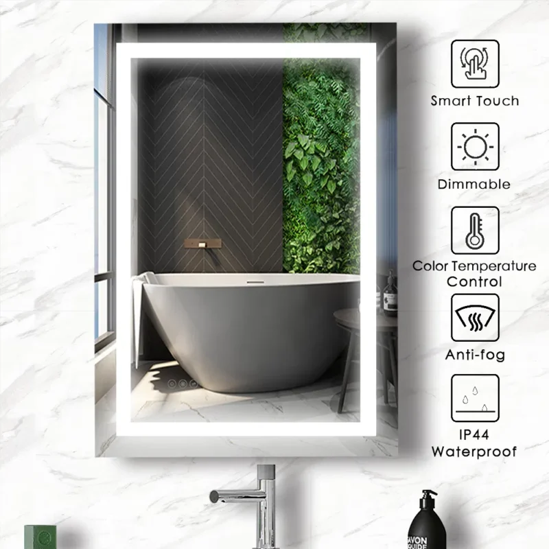 Hotel bathroom waterproof backlit LED smart mirror with light illuminated mirror